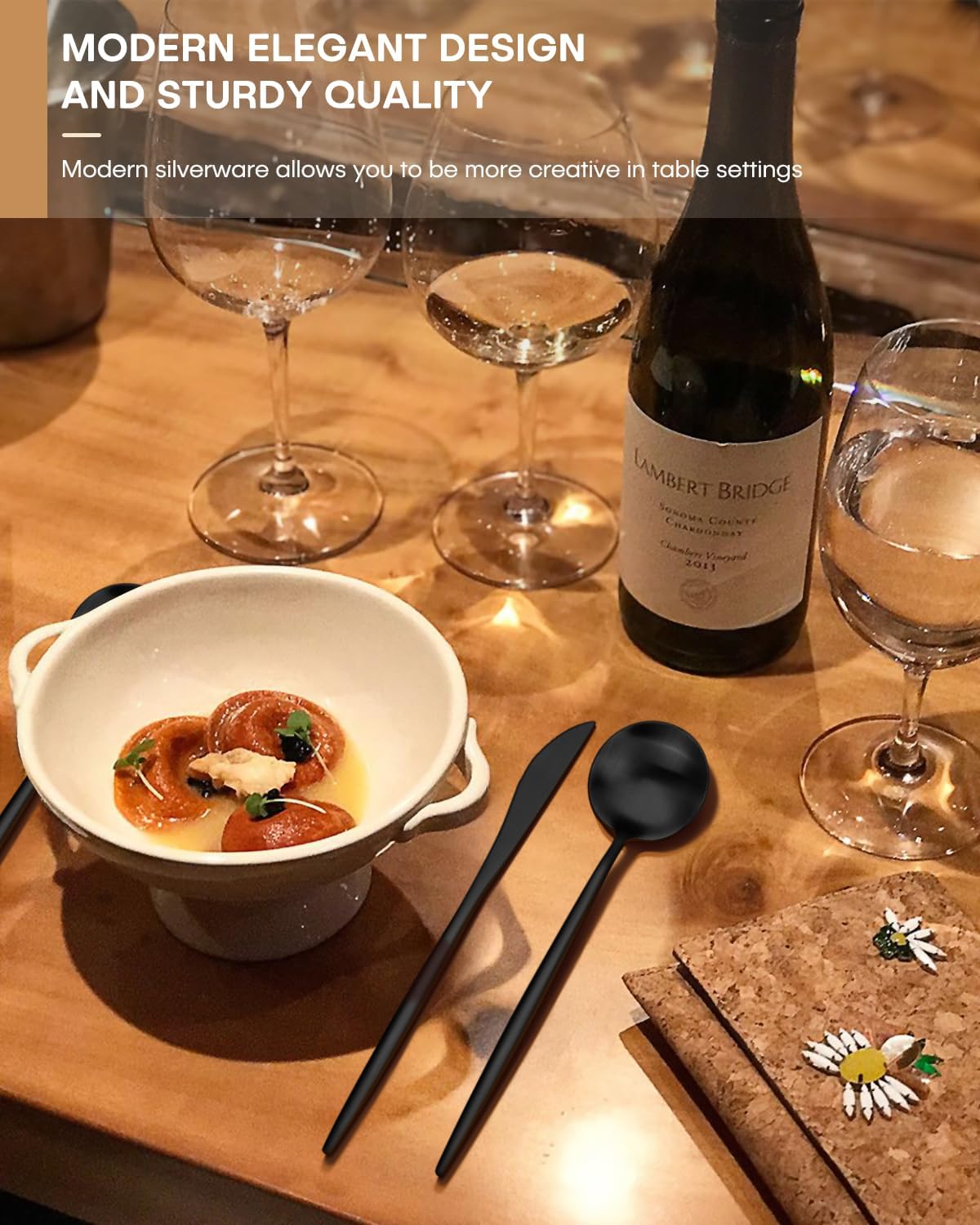 Black Flatware Set 20 pc | Vera Design | Stainless Steel | Vikko