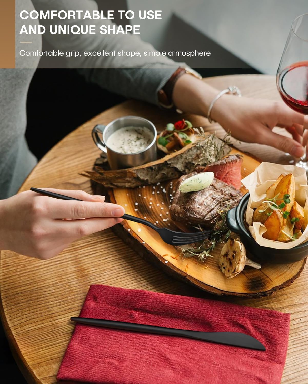 Black Flatware Set 20 pc | Vera Design | Stainless Steel | Vikko