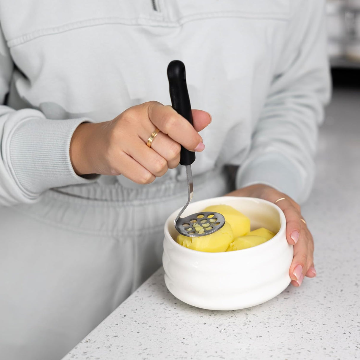 Mini Masher With Black Handle | 6 Inch | Stainless Steel | Fox Run