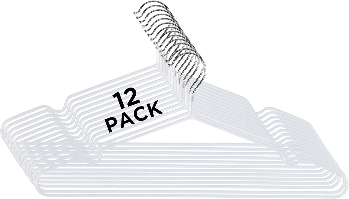 12pk White Flat Metal Hangers 12Pk Simplify