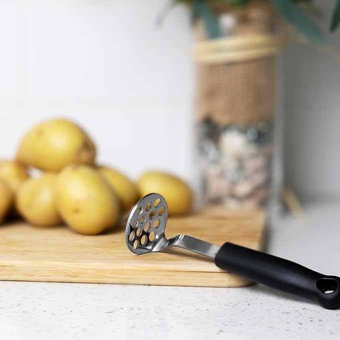 Mini Masher With Black Handle | 6 Inch | Stainless Steel | Fox Run