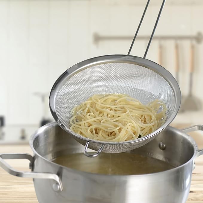 Fine Mesh Strainer with Helper Handle | 7" Diameter | 18/8 Stainless Steel | HIC Kitchen