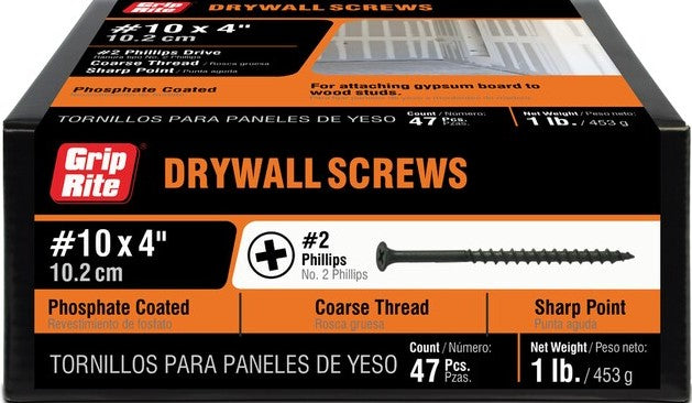 Drywall Screws #10 x 4" Grip Rite