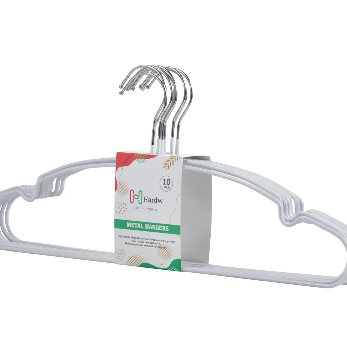 White Metal Hangers PVC Anti-Slip 10PK Hardw