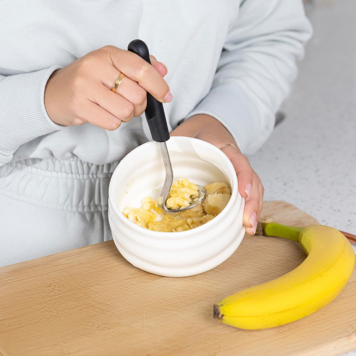 Mini Masher With Black Handle | 6 Inch | Stainless Steel | Fox Run