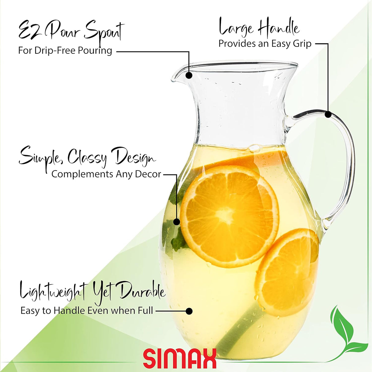 Glass Jug 1.5 QT Borosilicate | Clear | Simax