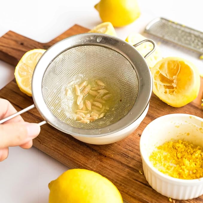 Double Mesh Strainer With Handles | 5 Inch | 18/8 Stainless Steel | Fine Dual Mesh | HIC Kitchen