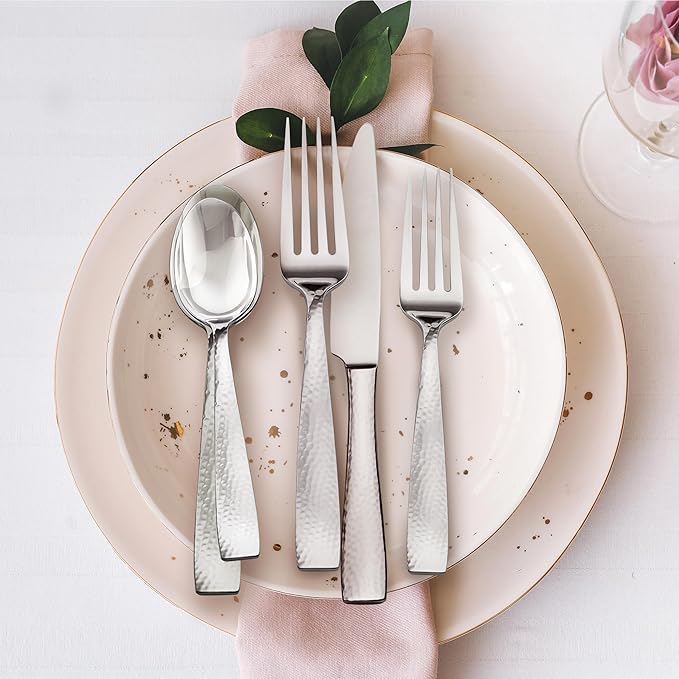 Hammered Flatware Set | Metallic | Stainless Steel | 20 PC | Vento