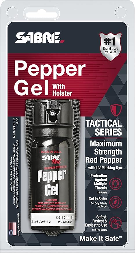 Pepper Gel With Belt Holster | Tactical Design | 1.8oz | SABRE