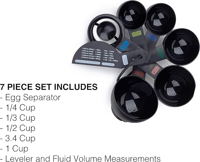 Measuring Cup Set With Egg Separator | 3.5" x 5.25" | Black | Fox Run