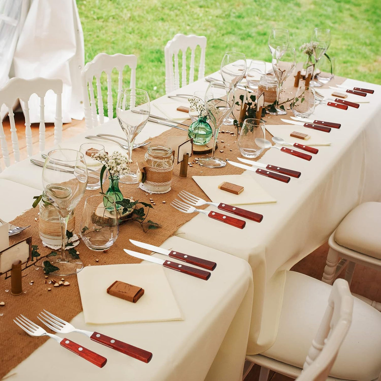 20pc Flatware Set Sequia | Cherry Wood | Stainless Steel | Holister