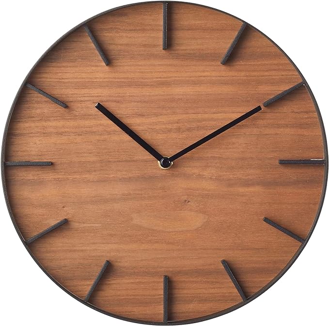 Rin Wall Clock Wood Walnut by Yamazaki Home