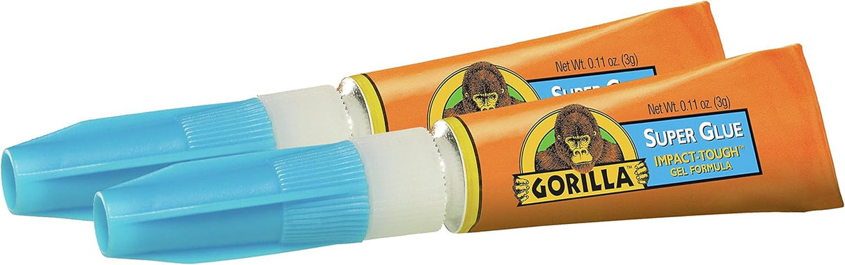 Gorilla Super Glue | 2-Pack Mini Tubes | Fast-Setting | 3g Each