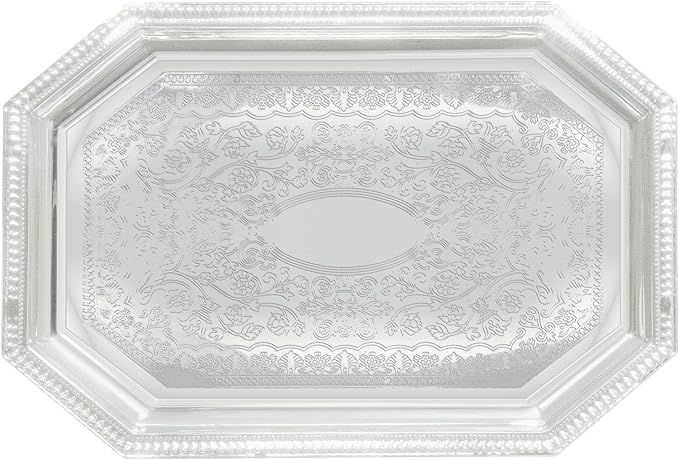 Winco CMT-1420 Chrome Octagonal Tray | 14" x 20"
