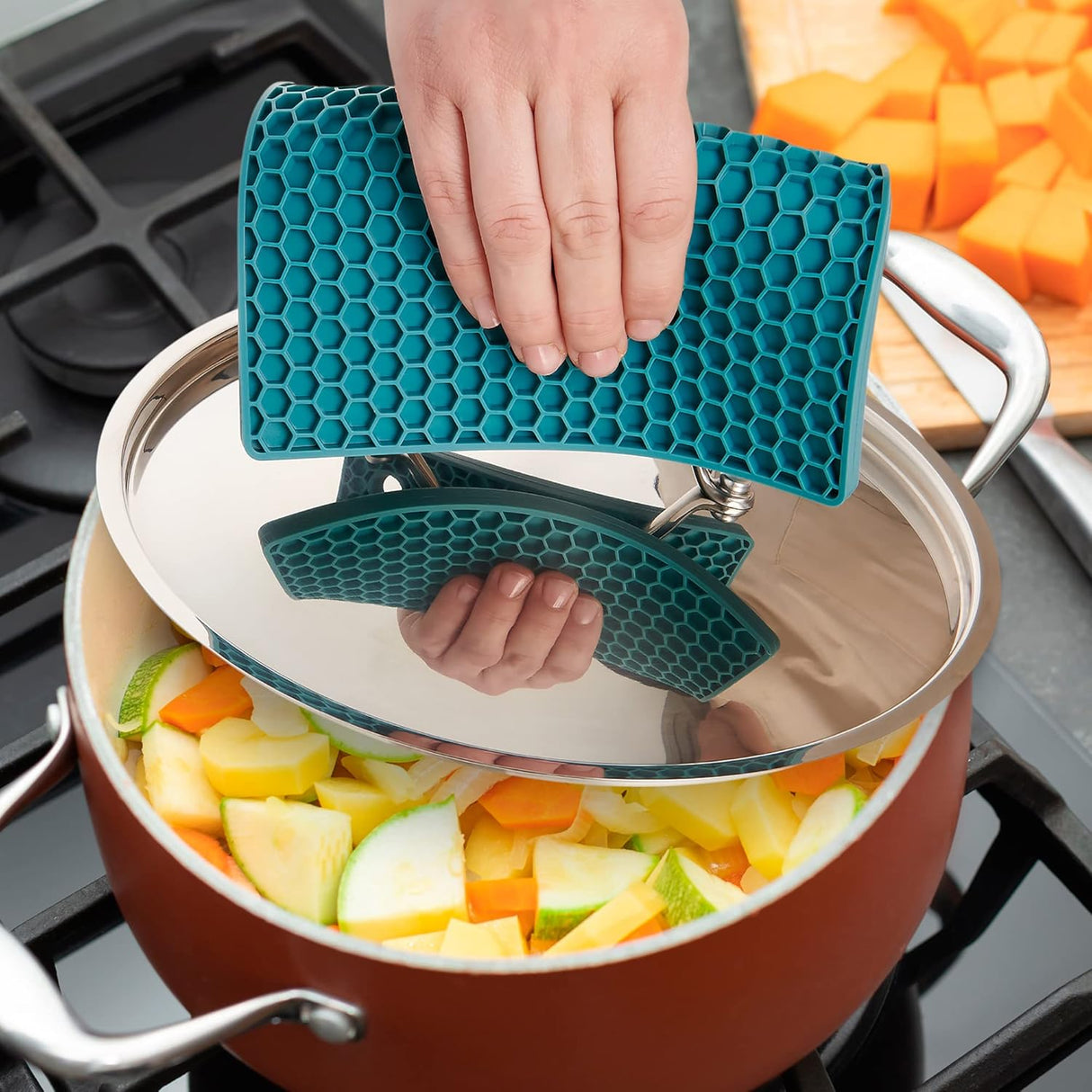 Honeycomb Trivet | Silicone | Turquoise Blue | HIC Kitchen