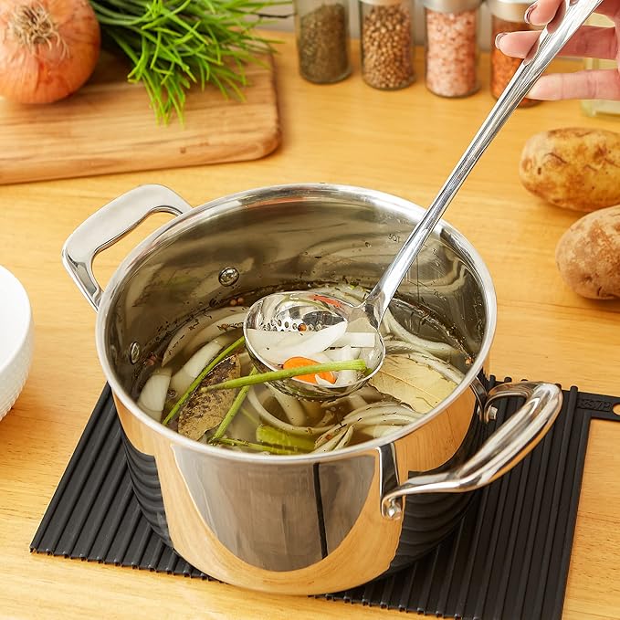 Straining Ladle | 13" Stainless Steel | Pierced Bowl for Draining | RSVP