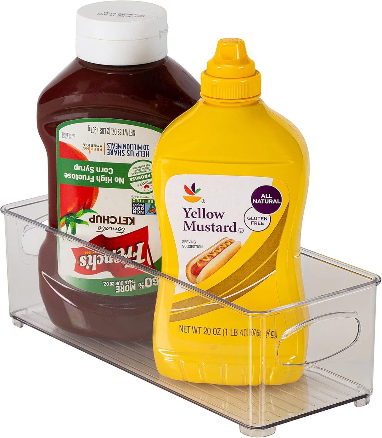 Vertical Storage Bin Striped | Small Narrow | Clear | 10" x 4" x 3" | Simplify