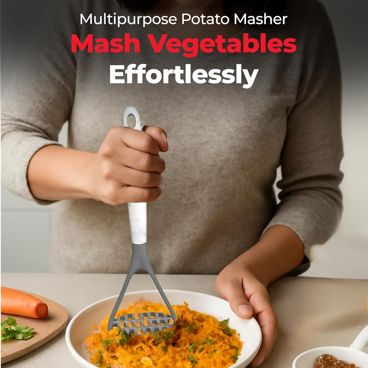 Silicone Potato Masher 4oz | White | Better Houseware