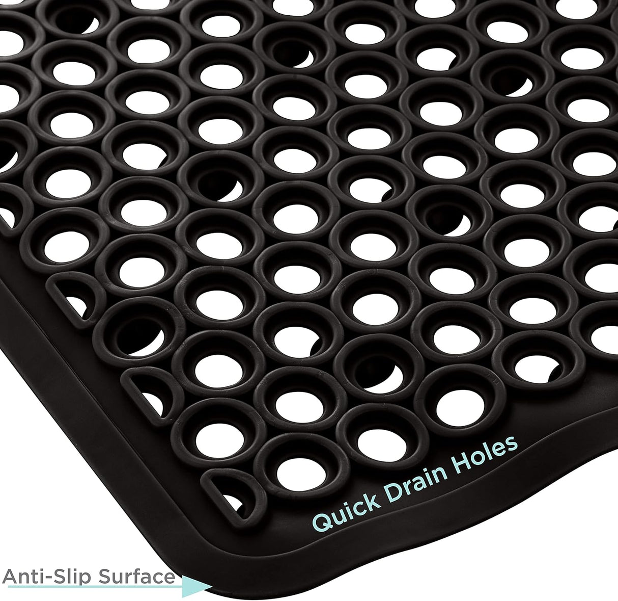 Bath Mat Self‑Draining | 28″×16″ | Matte Black | Bath Bliss