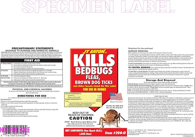 Kill Bedbugs Spray JT Eaton