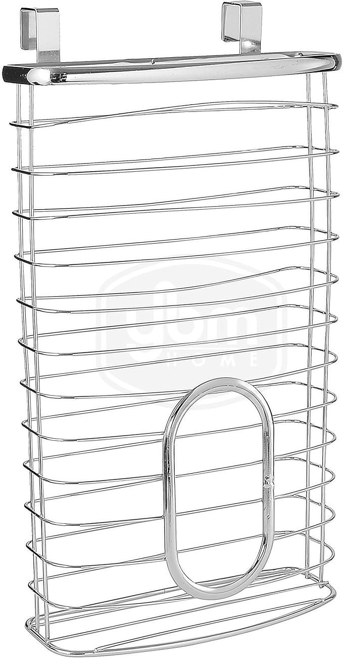 Over the Door Basket | Grocery Bag Holder | Chrome | YBM Home