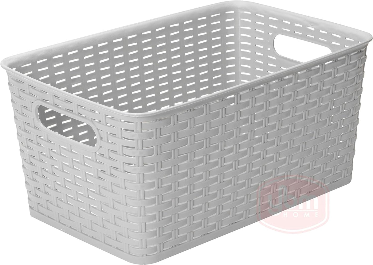 Storage Rattan Basket Deep Large White YBM