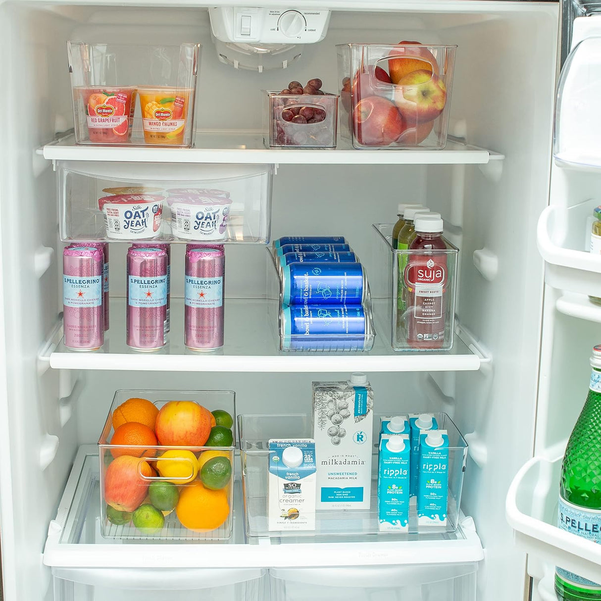 Vertical Storage Bin Striped | Small Narrow | Clear | 10" x 4" x 3" | Simplify