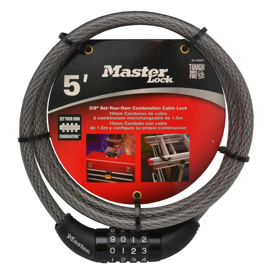 Combination Cable Lock 3/8"x5ft | Black Vinyl | Master Lock