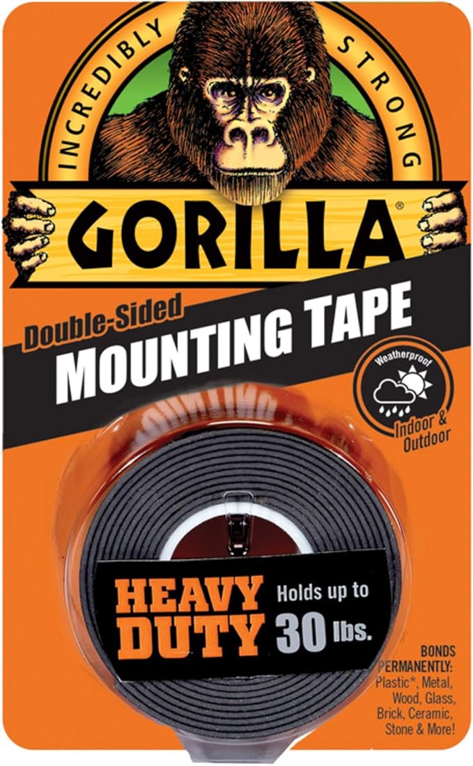 Gorilla Double Sided Mounting Tape | Heavy Duty 30LB Hold | 1 in x 60 in