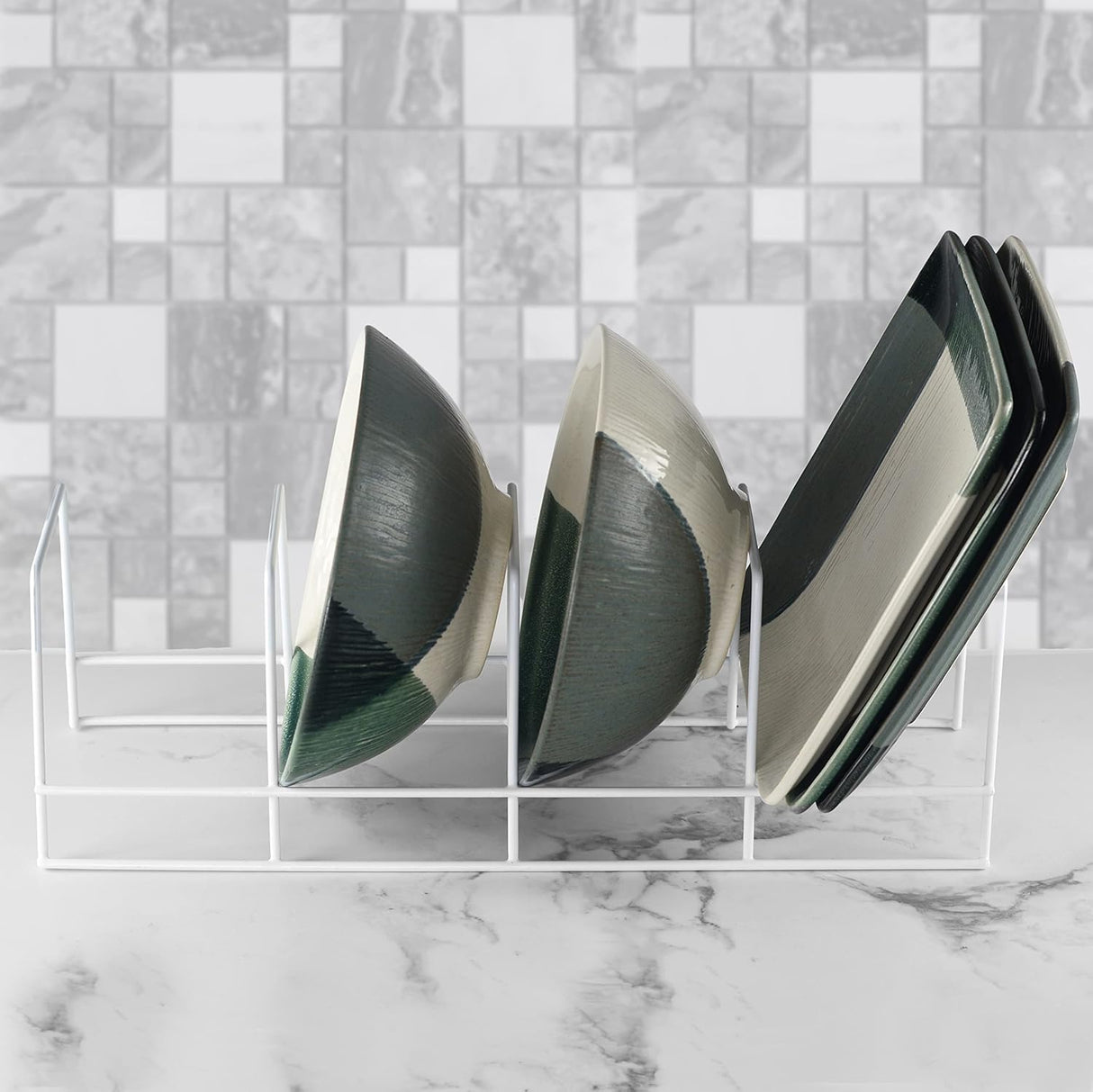 Plate Rack 4-Section | Dish Organizer | Grey | YBM Home