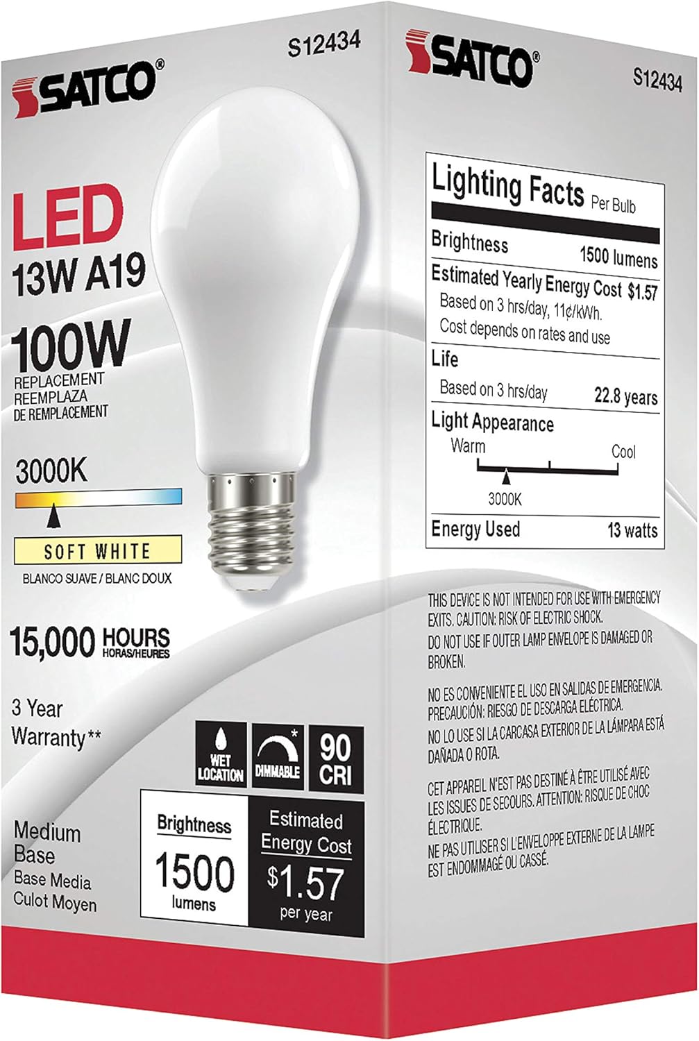 LED White Bulb 100W 3000K