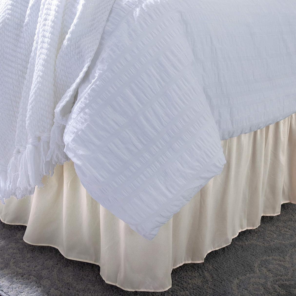 Beige Bed Ruffle King Size