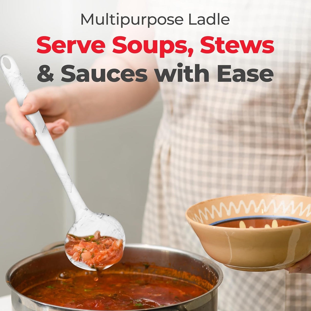 Silicone Ladle in White Marble Pattern | 13 inch | Better Houseware