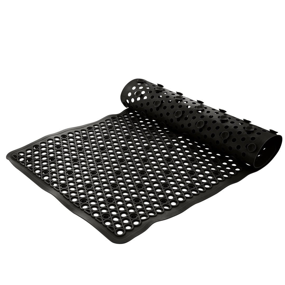 Bath Mat Self‑Draining | 28″×16″ | Matte Black | Bath Bliss