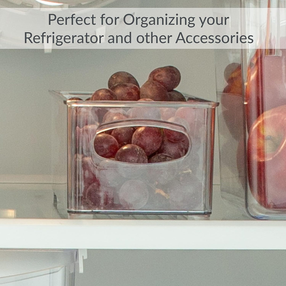 Vertical Storage Bin Striped | Small Narrow | Clear | 10" x 4" x 3" | Simplify