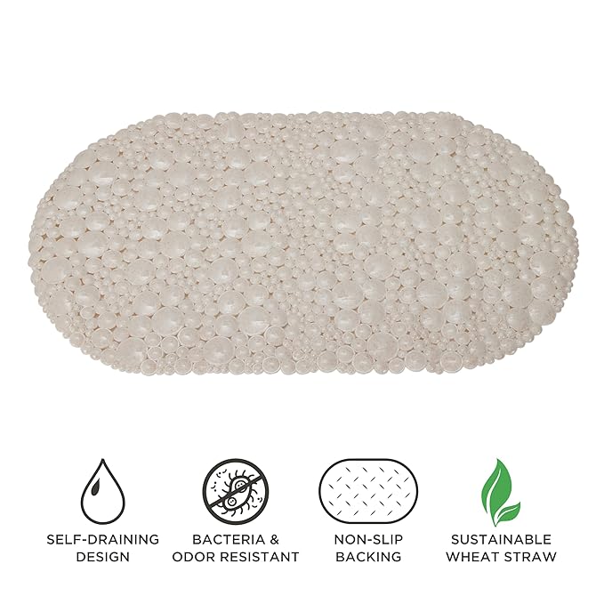 Non-Slip Bath Mat (26.4" x 14.6") Ivory Bath Bliss