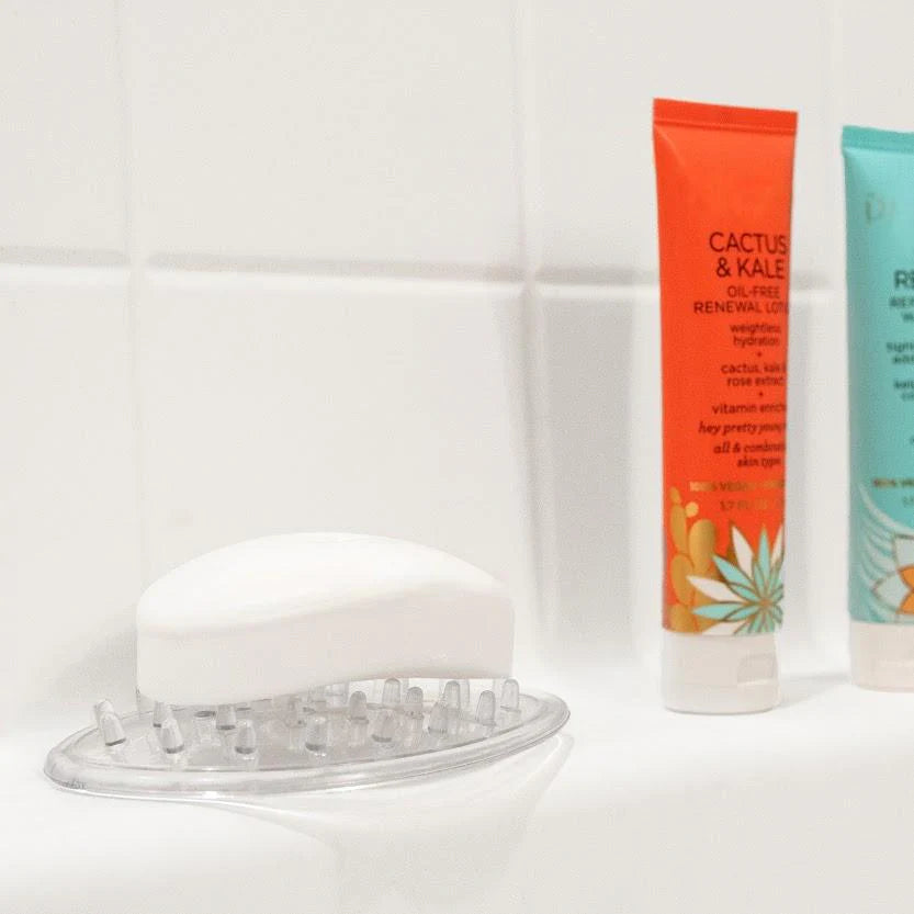 Soap Saver | Set of 2 Soap Dishes | Non-Slip | Clear Plastic | Better Houseware