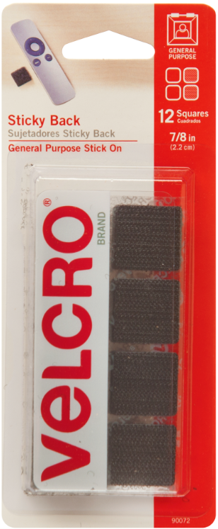 Velcro Squares 7/8" | Removable Adhesive | 12 Pack | Black