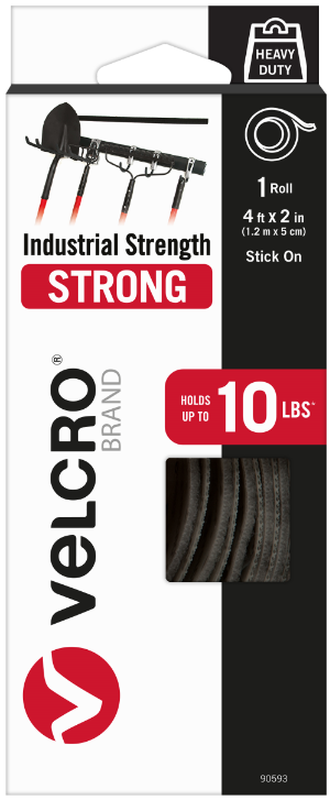 Velcro Industrial Strength Tape | Black | 4'x2" | 10 LB