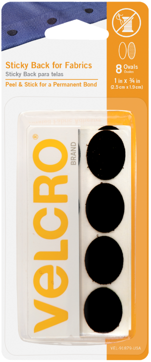 Velcro Sticky Back For Fabrics | Black | 1"x¾" | 8 Pack