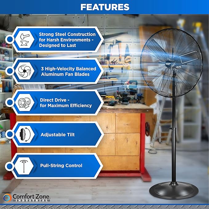 High Velocity Pedestal Fan | 30 Inch | Comfort Zone