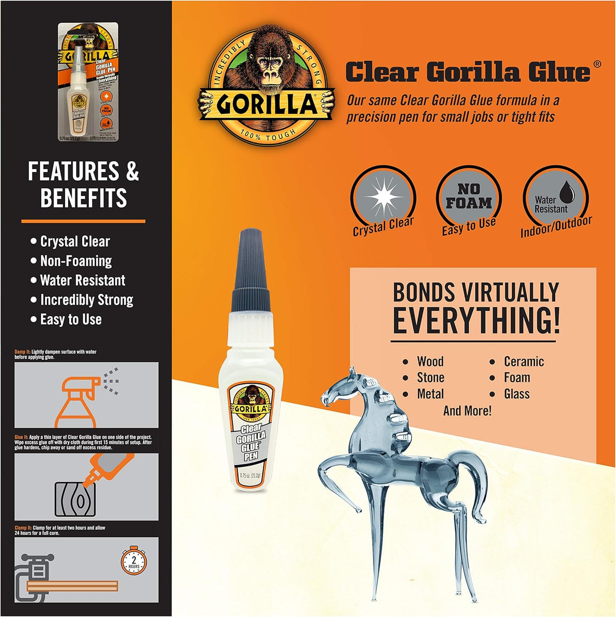 Gorilla Glue Pen Clear | Precision Adhesive | 0.75 oz
