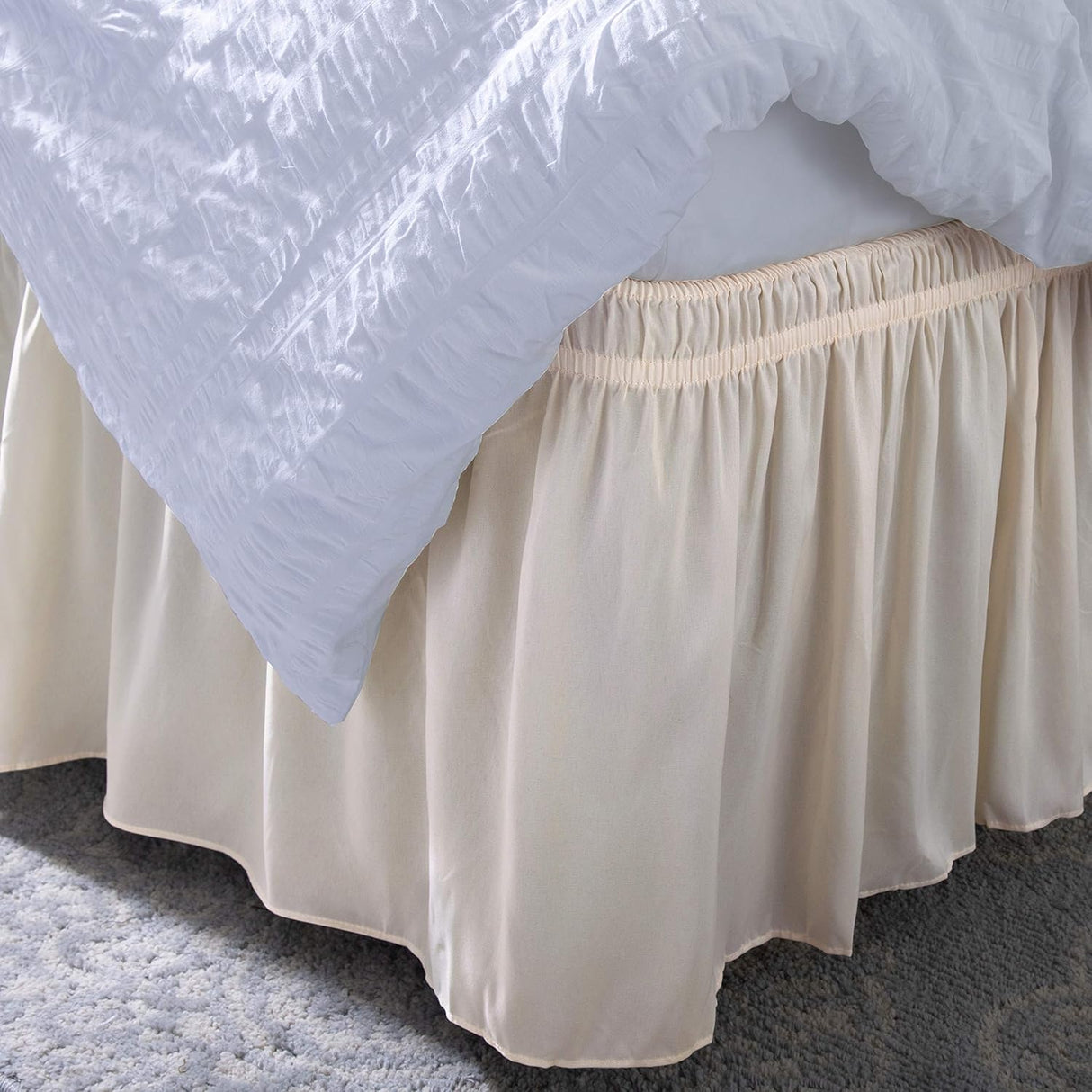 Beige Bed Ruffle King Size