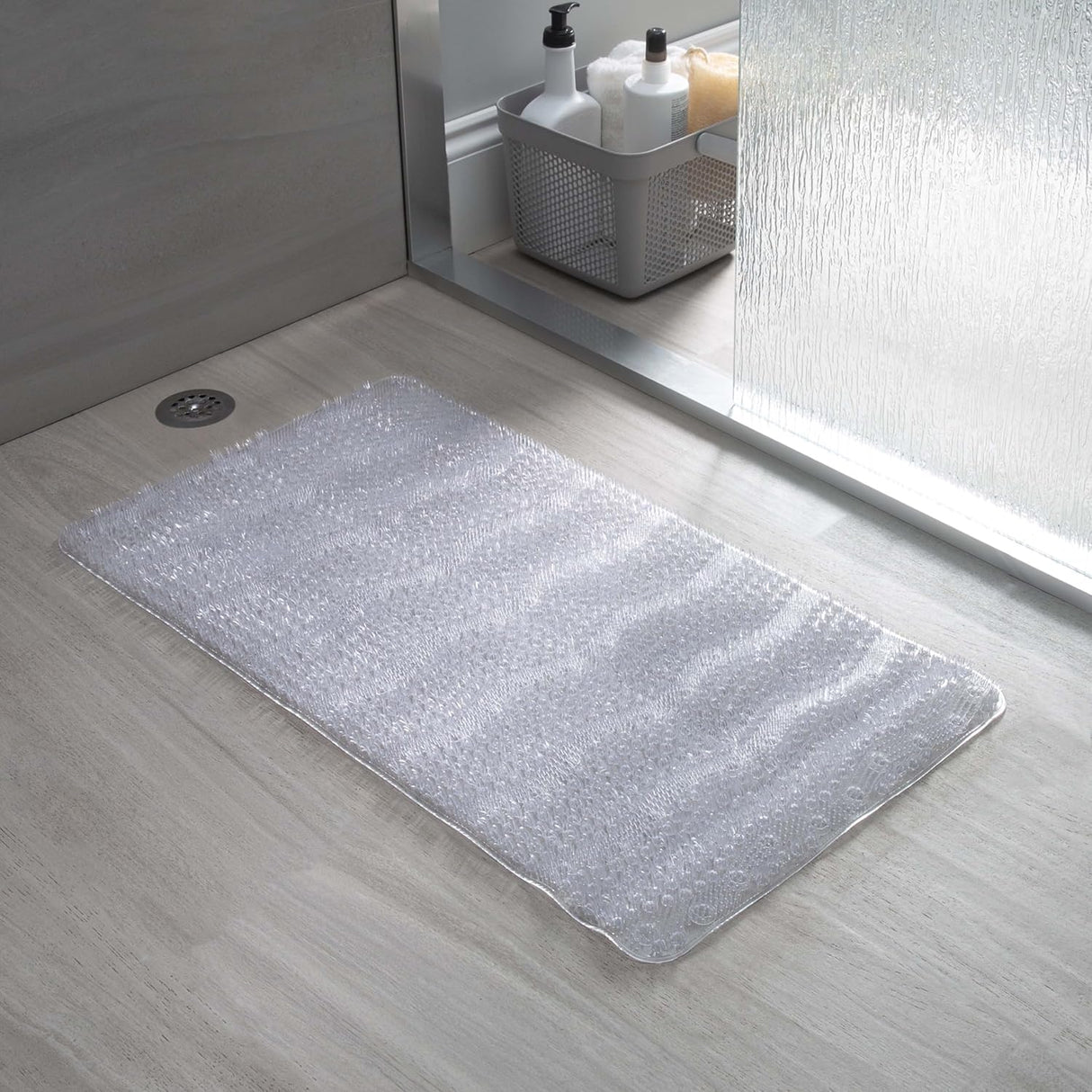 Massaging Bath Mat | White Non-Slip Shower Mat | Bath Bliss