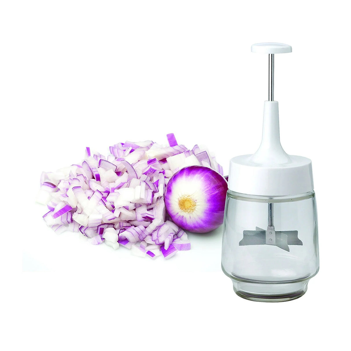 Glass Food Chopper | 18/8 stainless steel blades | HIC Kitchen