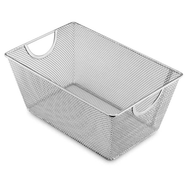 Wire Mesh Bin Open Basket | Small Kitchen Organizer | Silver | YBM Home