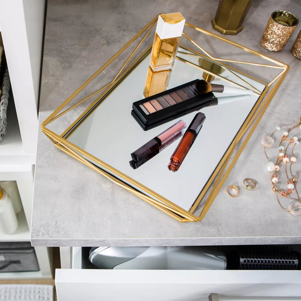 Gold Large Mirrored Vanity Tray