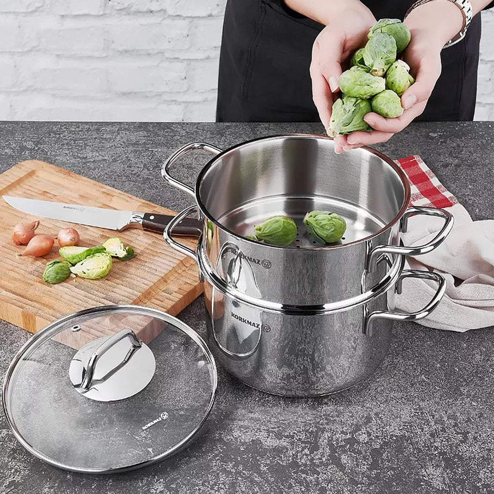 Stainless Steel Casserole Steamer 3.5L Korkmaz
