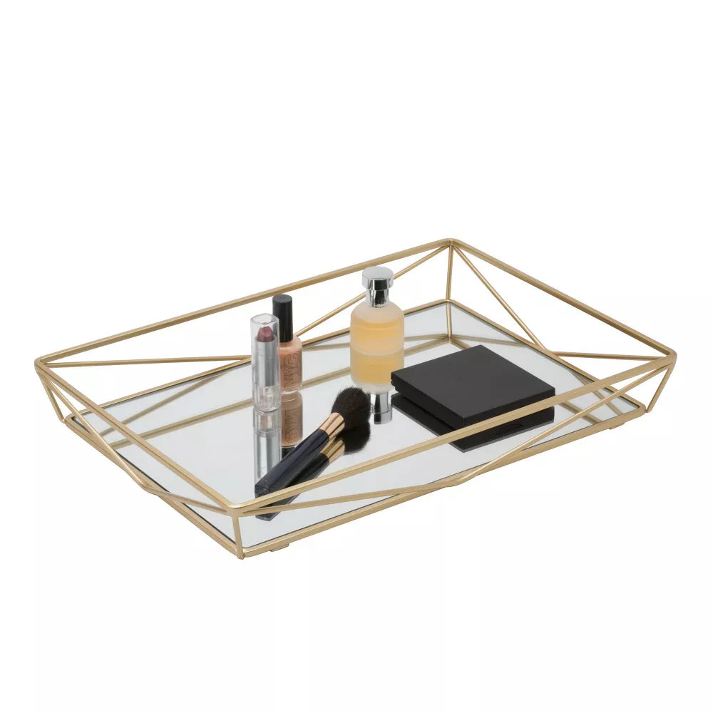 Gold Large Mirrored Vanity Tray