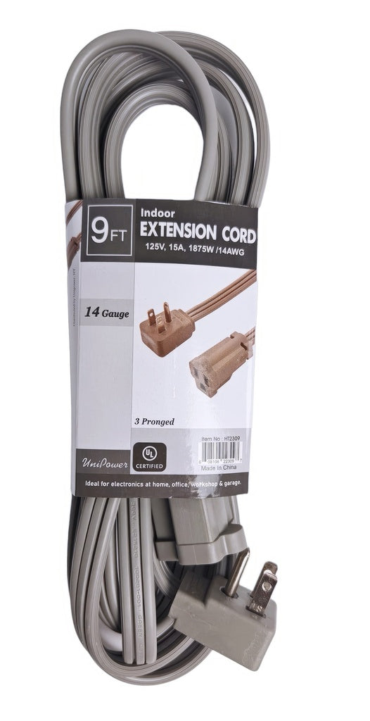 Grey Extension Cord 9FT Unipower